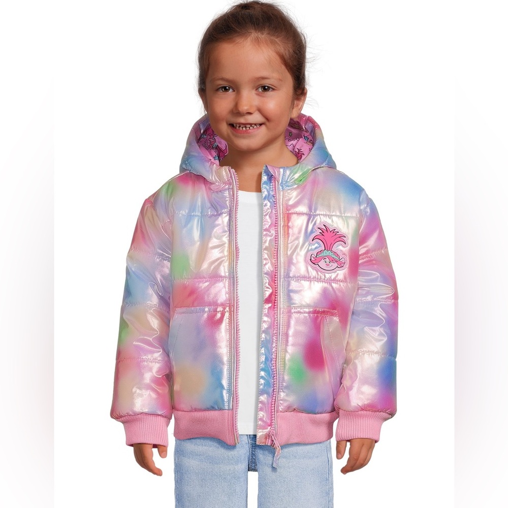 Trolls Toddler Iridescent Hooded Jacket with hood size 4